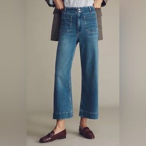 Maeve Anthropologie Colette Jeans Womens 32 Blue Crop High Rise Wide Leg Denim